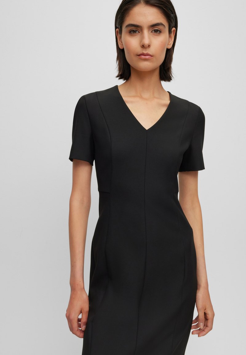 BOSS V-NECK BUSINESS DRESS WITH SHORT SLEEVES AND FULL LENGTH ZIPPER AT THE  BACK - Day dress - black one/black - Zalando.ie