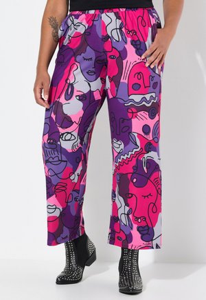 GERADES GESICHTER-MUSTER ELASTIKBUND - Pantaloni - neon berry