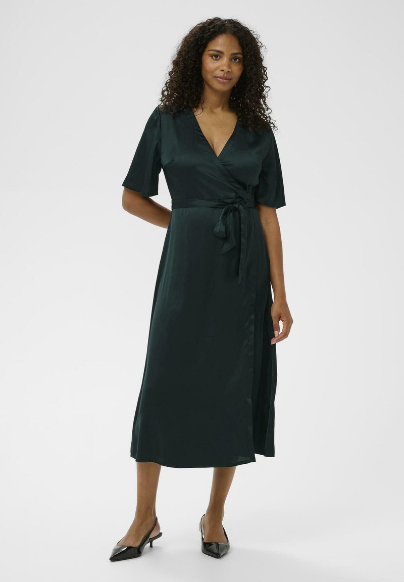 forest green wrap dress Fit & Flare Lime Green Cotton Midi Dress main image 1