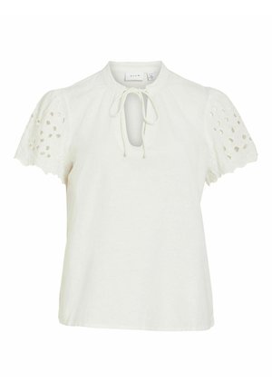 VILA, OBERTEIL MIT KURZEN ÄRMELN VIPIPA RUNDHALS - Blouse - cloud dancer