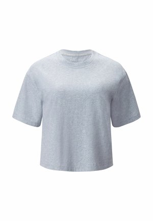 Light gray cropped short-sleeve t-shirt with a crew neckline, displayed on a plain white background.