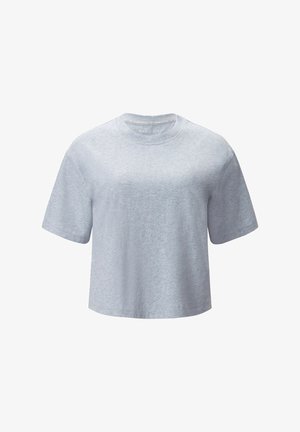 Light gray cropped short-sleeve t-shirt with a crew neckline, displayed on a plain white background.