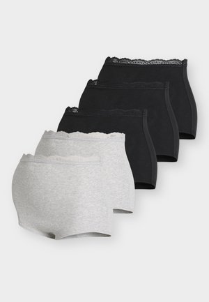 ORGANIC COTTON RIB MATERNITY BOTTOMS + LACE TRIM -> MELANGE - Fecskék - black/ mottled beige