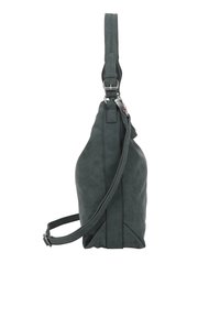 Borsa a spalla verde scuro realizzata in materiale testurizzato. Presenta una sola tracolla, hardware regolabile e una forma sleek e angolare.