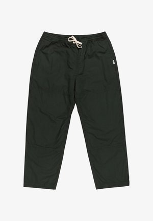 Mörkgröna, lätta byxor med elastisk midja och dragsko, med avslappnad passform och en slät yta.