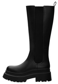 PULL&BEAR - FLAT - KNEE-HIGH BOOTS - Saappaat - black Pienoiskuva 1