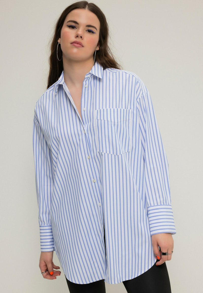 Studio Untold STRIPED LONG SLEEVE - Košilová halenka - medium blue