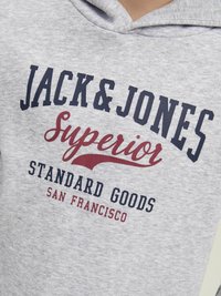 Jack & Jones Junior JJELOGO HOOD - Felpa con cappuccio - light grey melange