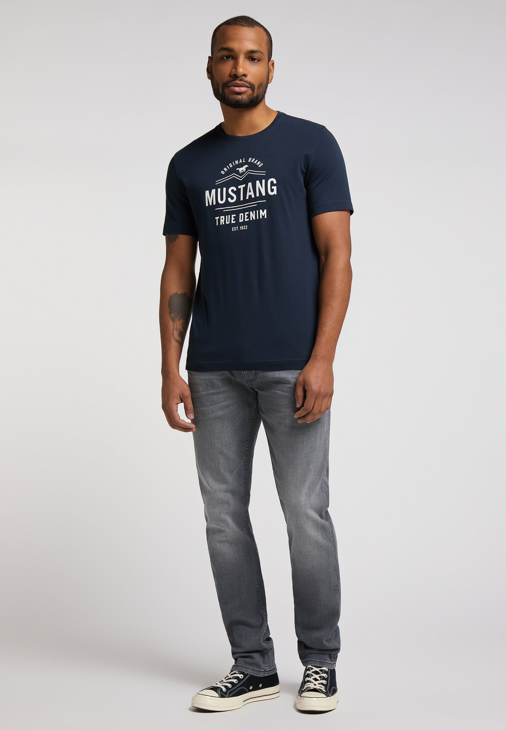 Mustang Print T-shirt - blau/light blue 