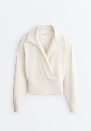 OYSHO WRAP POLO NECK WITH SOFT-TOUCH - Bluză de molton - white