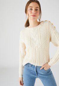 Damart À TORSADES ET BOUTONS  - Trui - Light Beige
