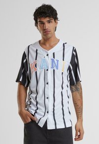 Karl Kani - SERIF STRIPED BLOCK BASEBALL - Skjorta - white black Miniatyrbild 1