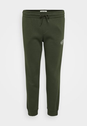 Olijf groene sweatpants van een zachte katoenmix, met een elastische tailleband met koord en ribgebreide manchetten bij de enkels.
