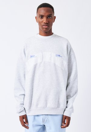 Lys grå sweatshirt med rund halsudskæring, i oversized pasform og med teksten "AROUND THE WORLD" i hvid. Blød texture og ribbede manchetter.
