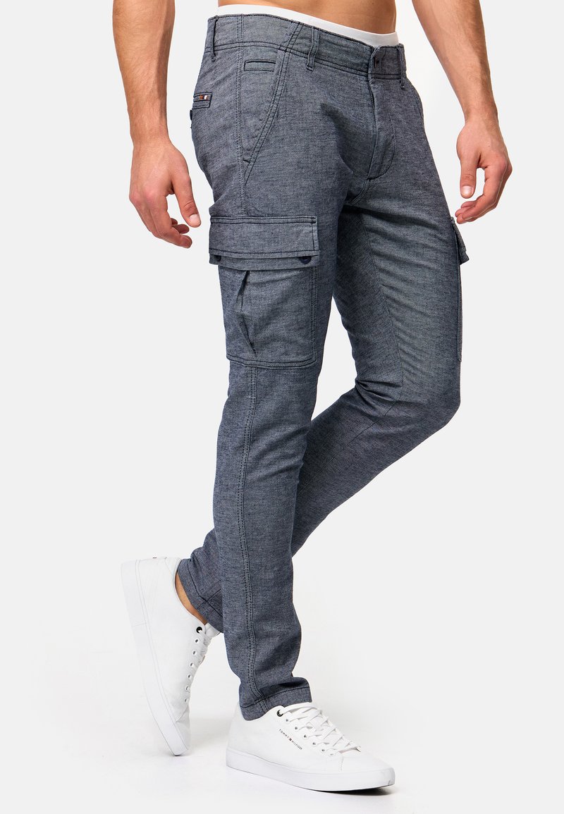 Indicode Heren William Cargo Pants | Cargobroek van katoen met riem Fog M