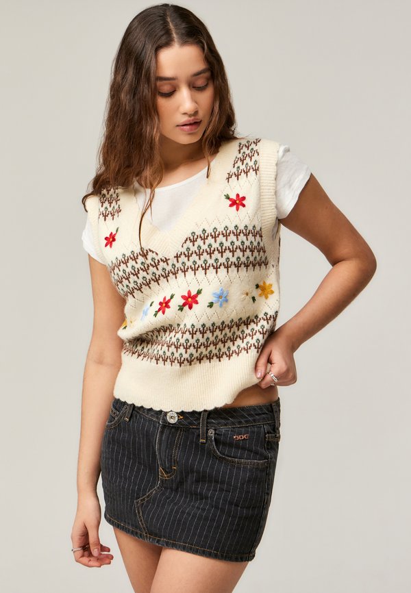 ULTRA MINI 5 POCKET - Denim skirt - denim pinstipe