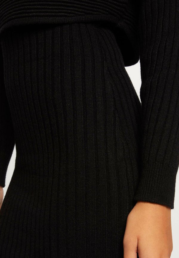 FITTED MIDI 2 EN 1 EFFECT - Shift dress - noir4