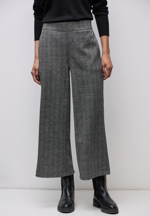 Street One GLITZERNDE WIDE LEG - Stoffhose - schwarz