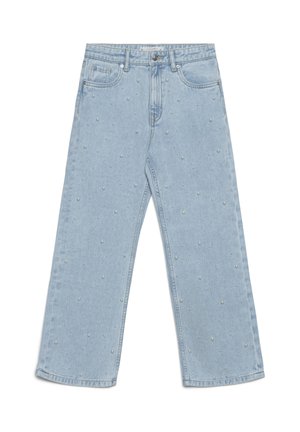 LUNGO APPLICAZIONI - Jeans a sigaretta - blu denim chiaro