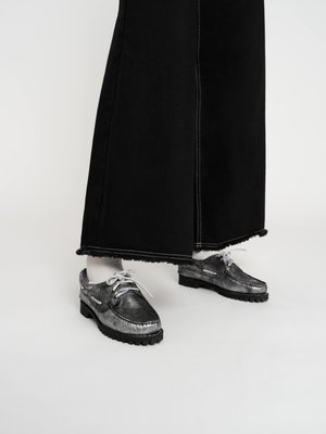 NOREEN 3-EYE LUG HANDSEWN - Boat shoes - black metallic