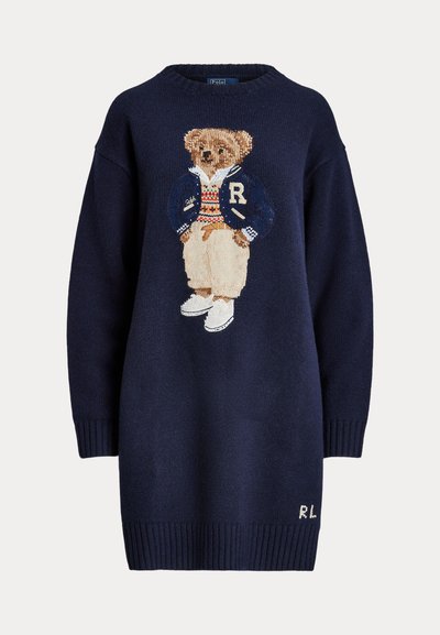 Polo Ralph Lauren POLO BEAR CREWNECK SWEATER DRESS - Stickad klänning - hunter navy