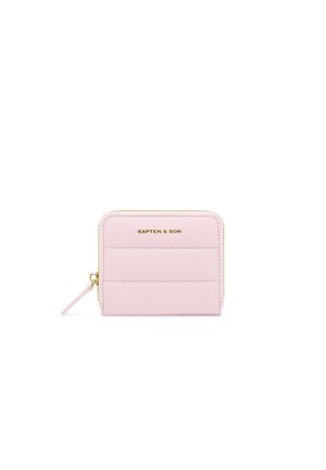 Light pink rectangular wallet with gold zipper and "KAPTEN & SON" logo embossed in gold on front.