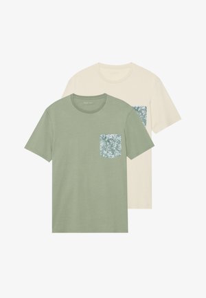 2 PACK - Camiseta estampada - oatmeal/sea spray