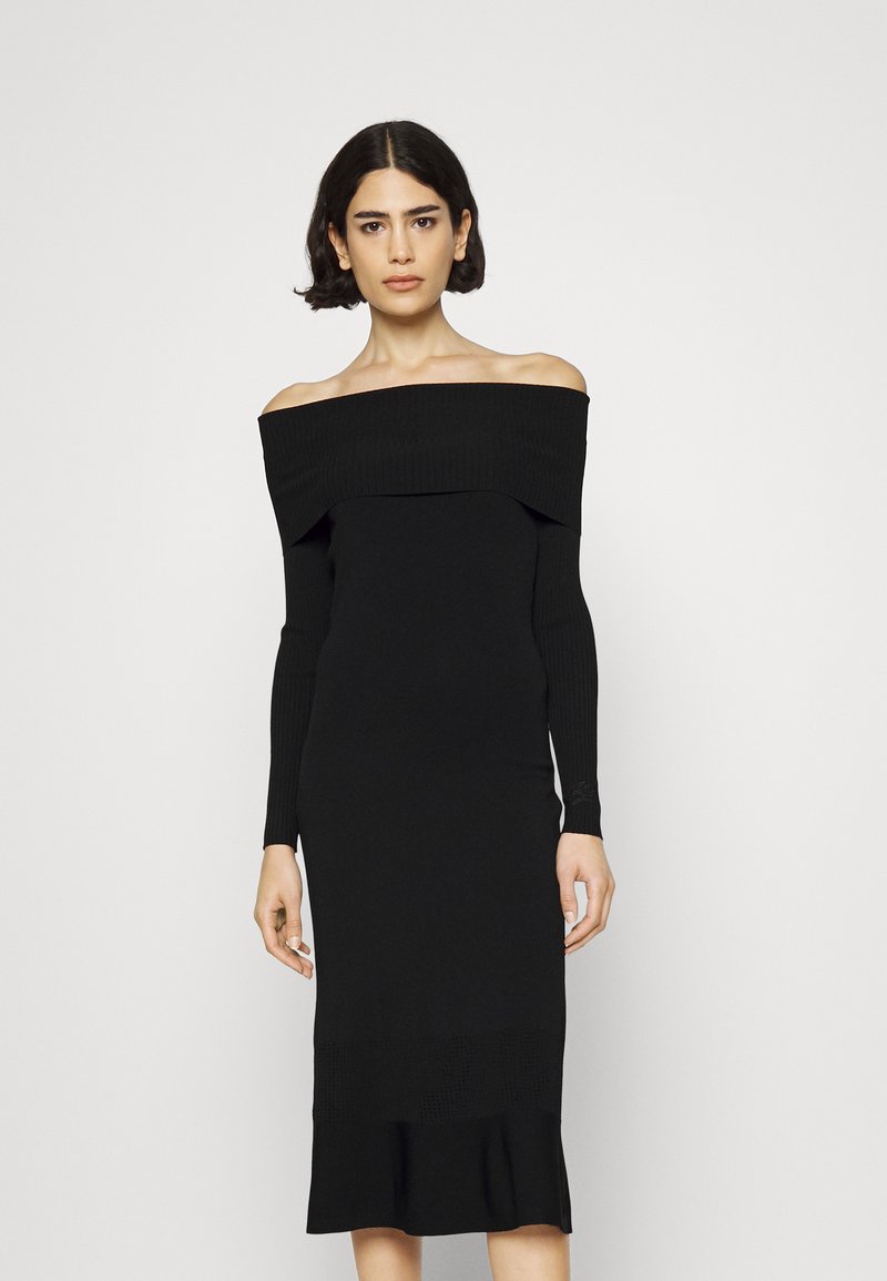 KARL LAGERFELD FOLDED NECKLINE DRESS Sukienka dzianinowa black/czarny Zalando.pl