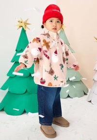 Next HALF POPPER  - Fleece jumper - beige christmas