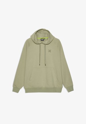 Lichtgroene hoodie met capuchon met trekkoord, kangaroozak aan de voorkant en subtiel logo op de borst. Gemaakt van zachte, gestructureerde stof.