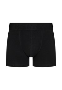 Sorte boxer briefs med blødt stof, tætsiddende design, en bred talje med præget branding og kontraststingningsdetaljer.