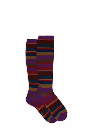 LUNGHE RIGHE - Calzettoni - mottled dark purple