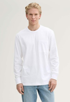 TOM TAILOR DENIM MIT BRUSTTASCHE - Long sleeved top - white