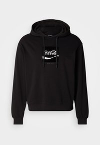 HOODIE BOXY FIT WITH FLOCK AND RUBBER INJECTION LOGO PRINT - Džemperis su gobtuvu - black