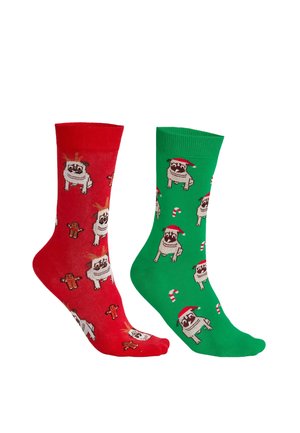WEIHNACHTS SET OF 2     - Socken - grün + rot