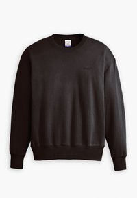 Felpa nera a maniche lunghe con scollo rotondo, polsini e orlo a coste, piccolo logo ricamato "LOVIS" sul petto a sinistra.