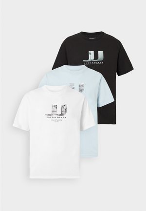JCODUST PHOTO TEE CREW 3 PACK - Nyomott mintás póló - black/bright white/omphalodes