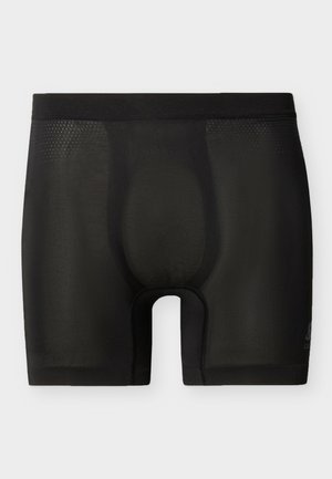 Bóxer para hombre negro sin costuras con una bolsa contorneada y paneles de malla transpirable en los laterales de la cintura.