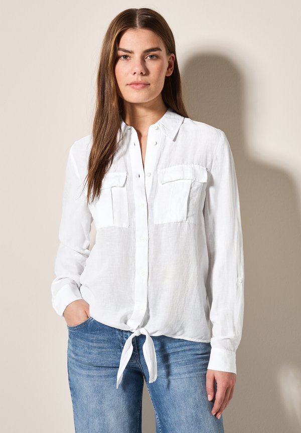 MIT KNOTEN AM SAUM - Hemdbluse - weiß