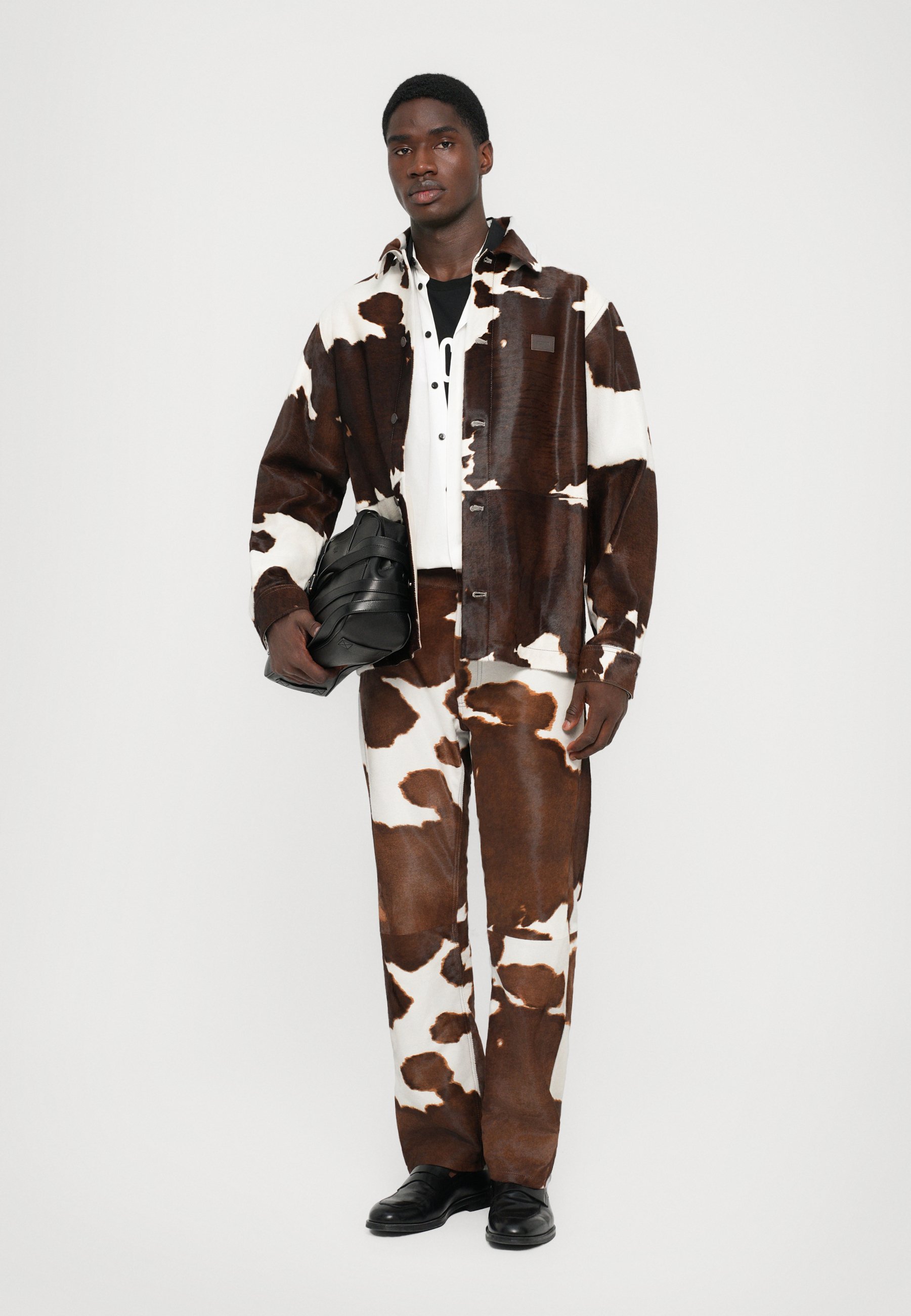 MOSCHINO ARCHIVE COW - Leather jacket - multi ice/white - Zalando