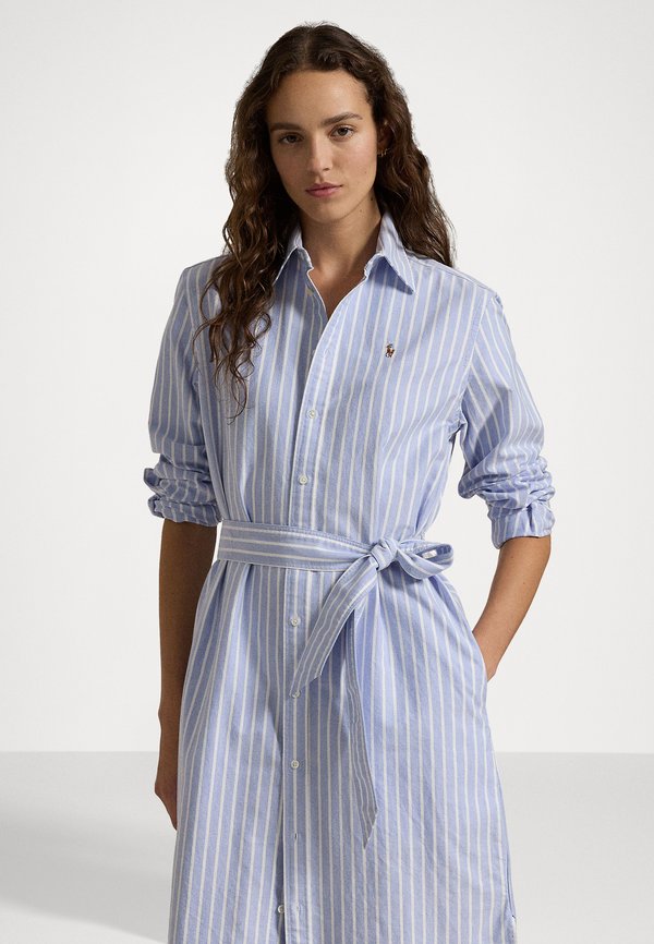 STRIPED COTTON OXFORD BELTED SHIRTDRESS - Blusenkleid