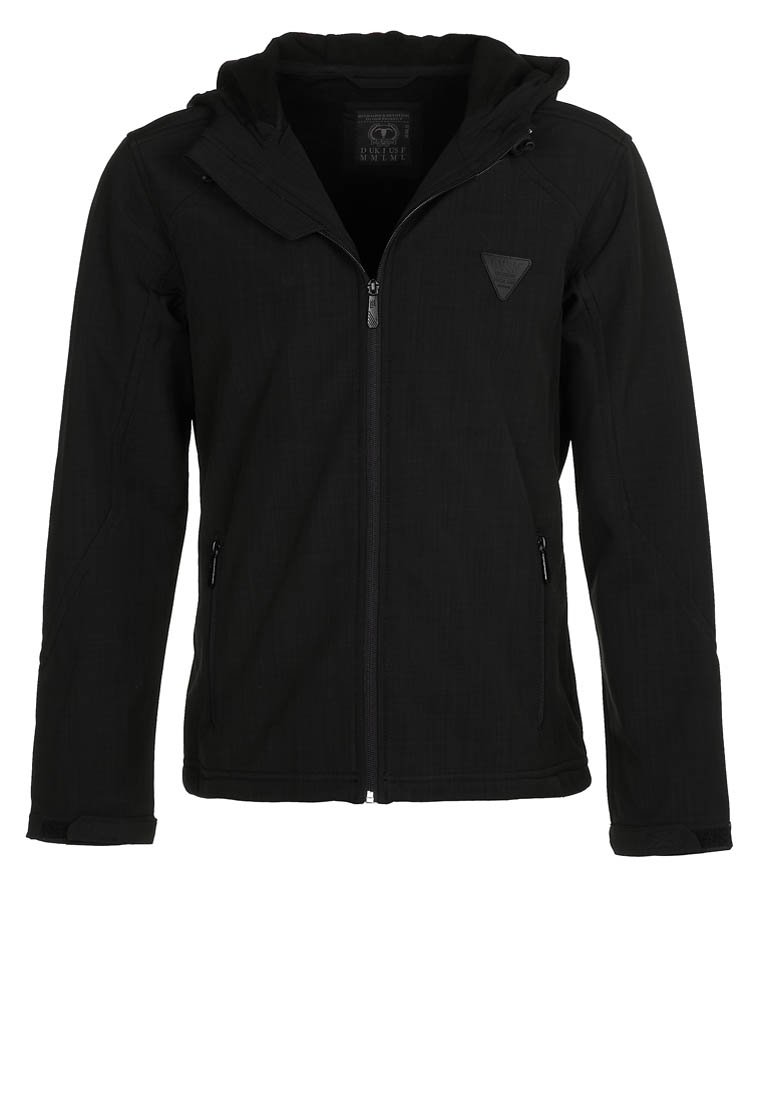 Czarna kurtka z zamkiem z przodu i kapturem. Posiada dwie boczne kieszenie, teksturowany materiał i małe logo na piersi. Slim fit.
