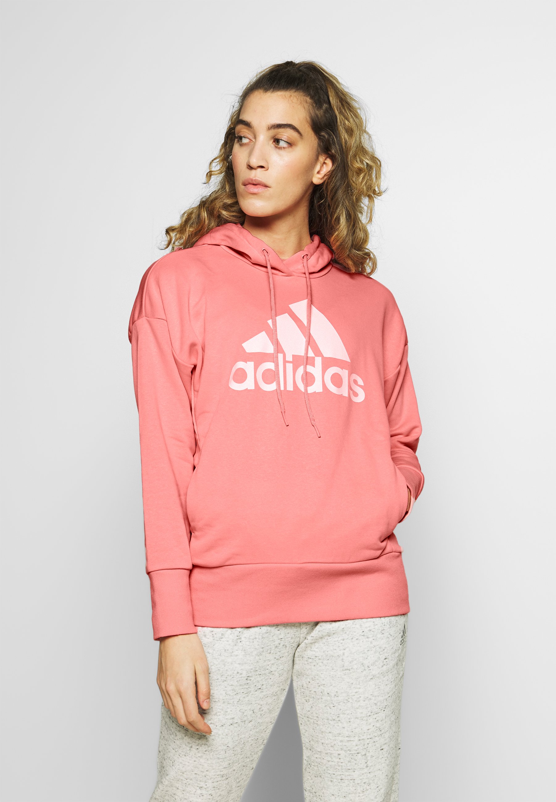 adidas Performance LONG Kapuzenpullover pinkwhite adidas Performance Sweatshirt pinkwhite Zalando.at