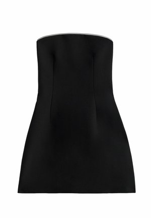 Rihmadeta must minikleidi, millel on keha ümber istuv ülakeha ja kerge lahkuv põhi, valmistatud siledast kangast.