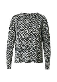 Maglietta a maniche lunghe realizzata in un tessuto leggero, caratterizzata da un motivo geometrico in bianco e nero, colletto rotondo e vestibilità comoda.