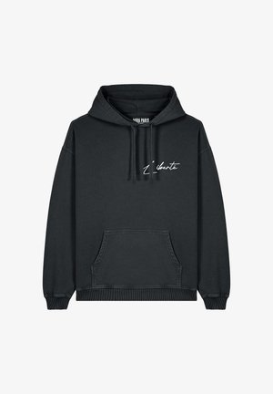 LIBERTEBACK EMBROIDERY HEAVYWEIGHT - Kapucnis pulóver - washed black