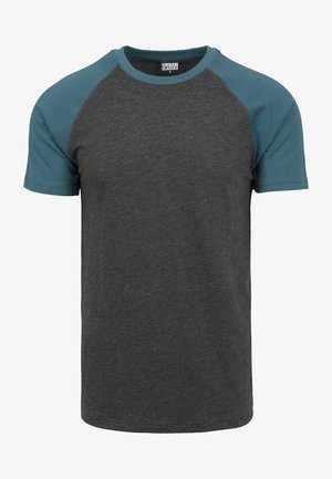 Urban Classics RAGLAN CONTRAST - Trükipildiga T-särk - dark gray mottled/blue gray