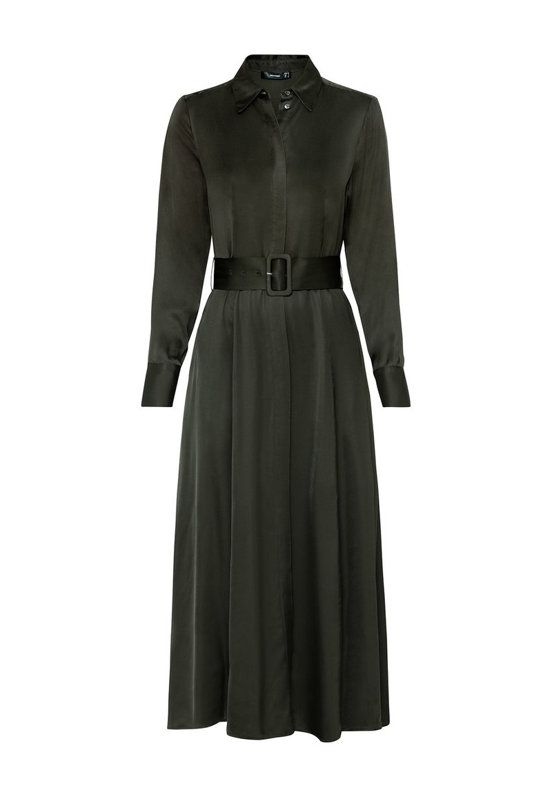 Hallhuber Aus Satin Blusenkleid Oliv Zalando De 