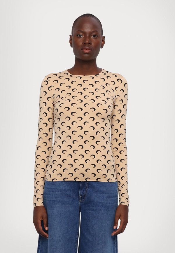 MOON PRINTED SECOND SKIN HIGH NECK  - Long sleeved top - tan
