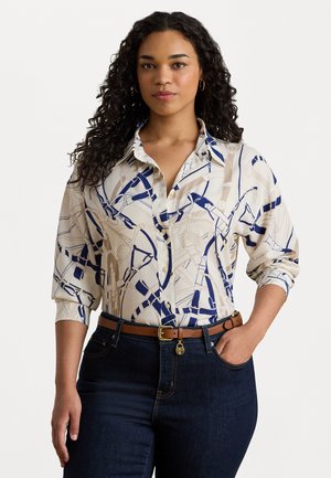 KOTTA-LONG SLEEVE-BUTTON FRONT SHIRT - Button down-skjorte - cream/navy